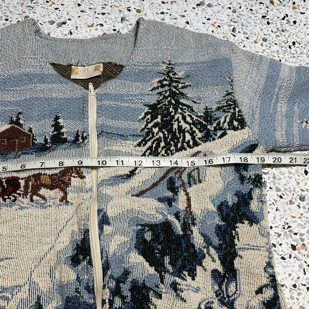 Vintage Art Unlimited Winter Wonderland Knit Cardigan blanket sweater small - Picture 10 of 12
